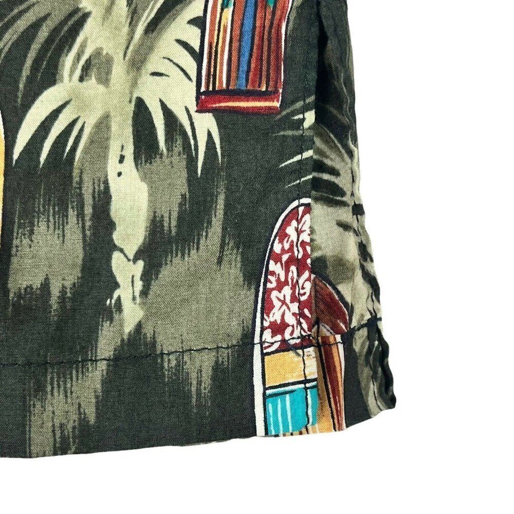 Kalaheo Mens Surfboard Palm Trees Hawaiian Shirt Green Large - Picture 6 of 8